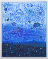 Mary Bauermeister, Nur-Blau, 2015, Casein tempera and phosphorescent paint on canvas, 200 x 160 cm, Photo: setform.de, 
