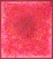 Mary Bauermeister, Rotes Punktstrohhalmbild, 1958/2012, Casein tempera, India ink, phosphorescent paint and straws on canvas, 94 x 84 cm, framed, Photo: setform.de, 