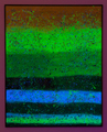 Mary Bauermeister, Nur-Grün (black light), 2015, Casein tempera and phosphorescent paint on canvas, 200 x 160 cm, Photo: setform.de, 