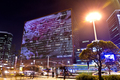 ROBERT SEIDEL, scrape, 2011, LED Façade Artwork, video and sound, colour, 2:49 min, loop, GanaArt Center, Seoul Square, Seoul, South Korea, 99 x 79 m, Photo: Robert Seidel, 