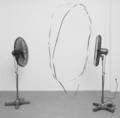 Zilvinas Kempinas, Double O, 2008, VHS tape, 2 fans, dimensions variable, Edition 6 of 6, courtesy of the artist, Yvon Lambert, Vartai gallery and 401 contemporary, , 